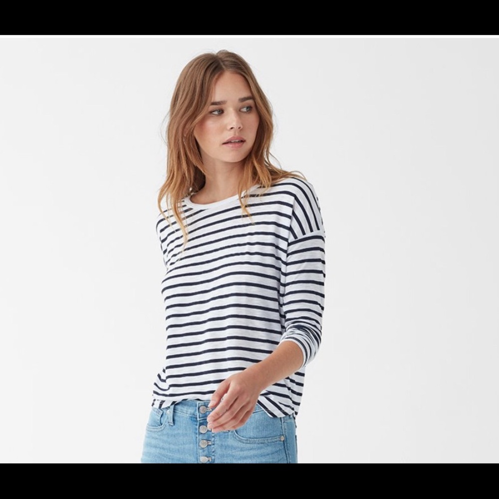 Splendid “Zander Striped Long Sleeve Easy Crew”